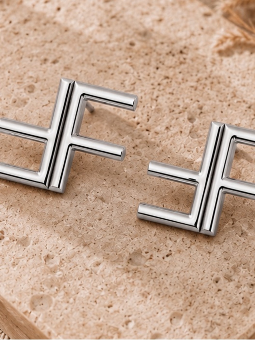 Designer Inspired Silvee FF Statement Stud Earrings